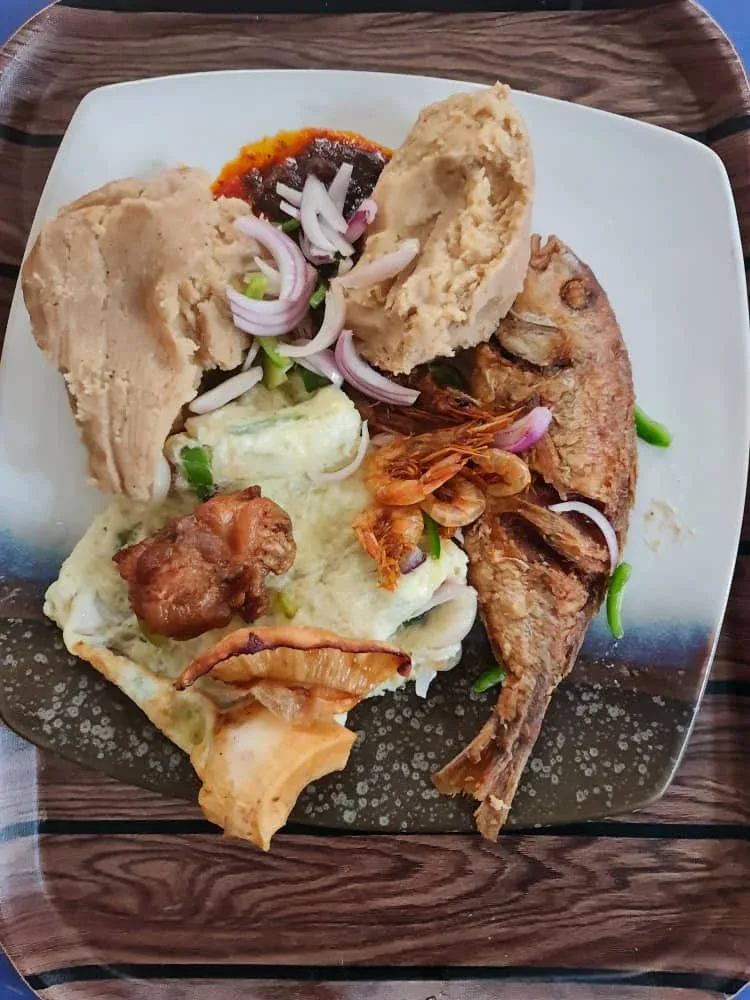 ga kenkey with fish and eggs